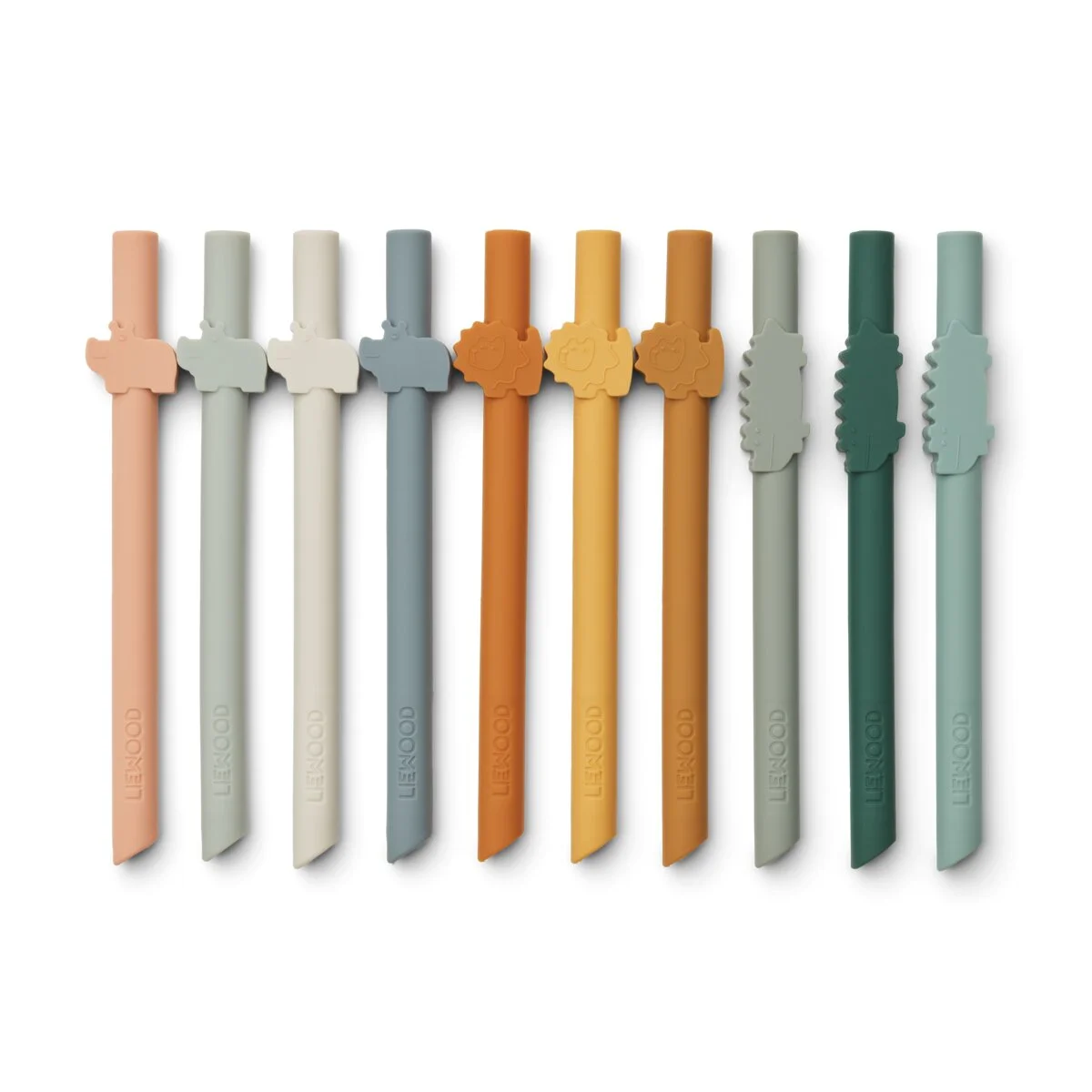Liewood Badu Strohhalme „Mustard multi mix“ aus Silikon, 10er-Set