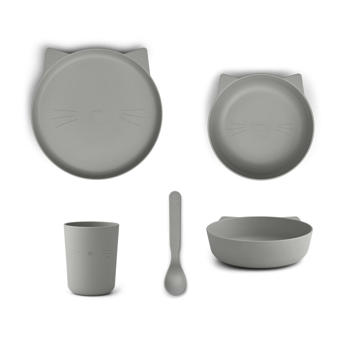 Liewood Paul Kindergeschirr-Set aus PLA „Cat dove blue“