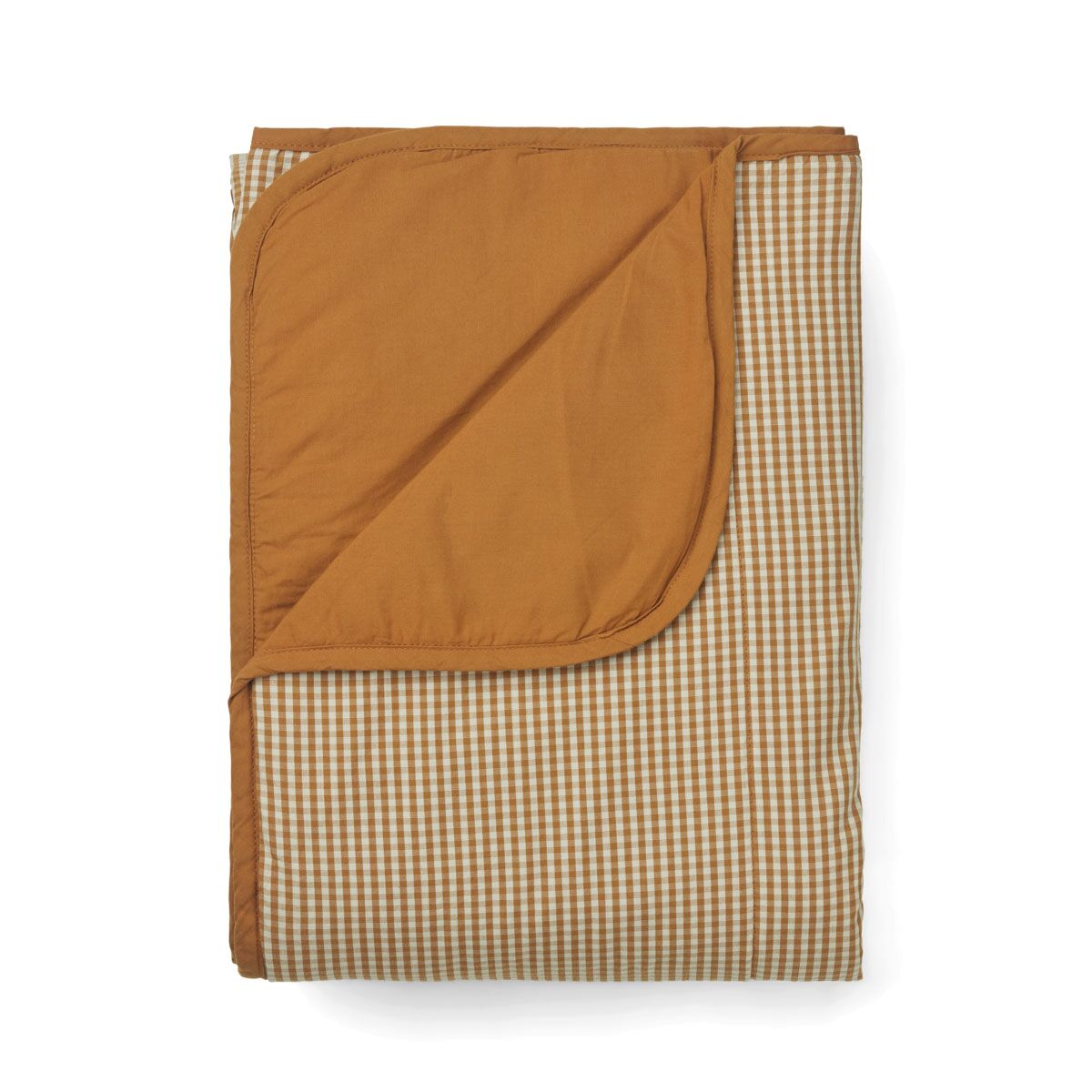 DELISTED Liewood Steppdecke Syd „Golden caramel / Sandy“, kariert, 110x190cm