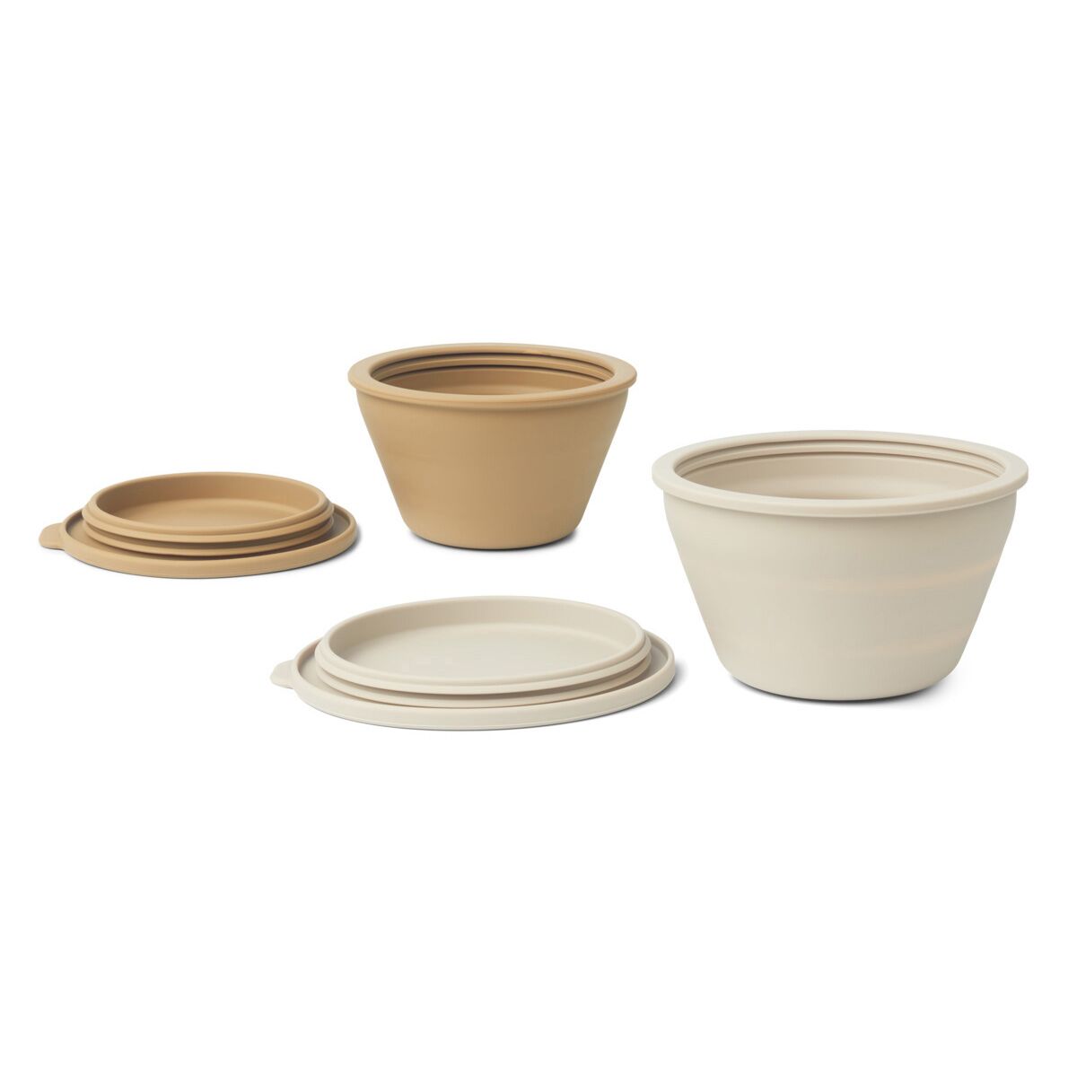 DELISTED Liewood Dale faltbares Schalenset „Sandy / oat mix“, Silikon, 2er-Set