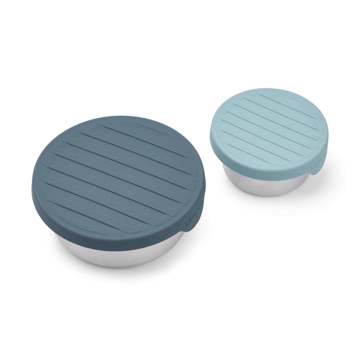 DELISTED Liewood Fiby Snackbox-Set „Sea blue / whale blue mix“, Edelstahl mit Silikon-Deckel
