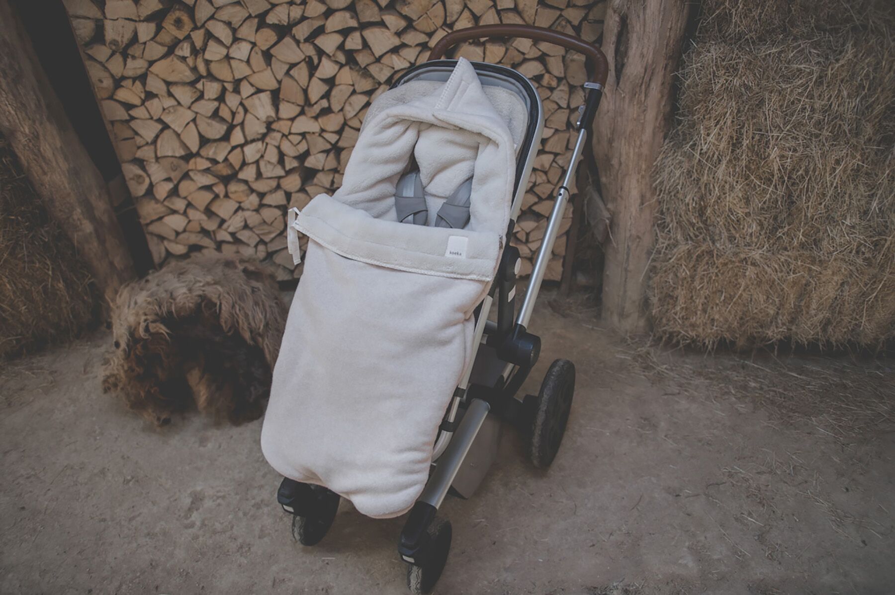 koeka Buggy Fußsack Denver Plüsch „nougat“, 115x40cm – Bild 3