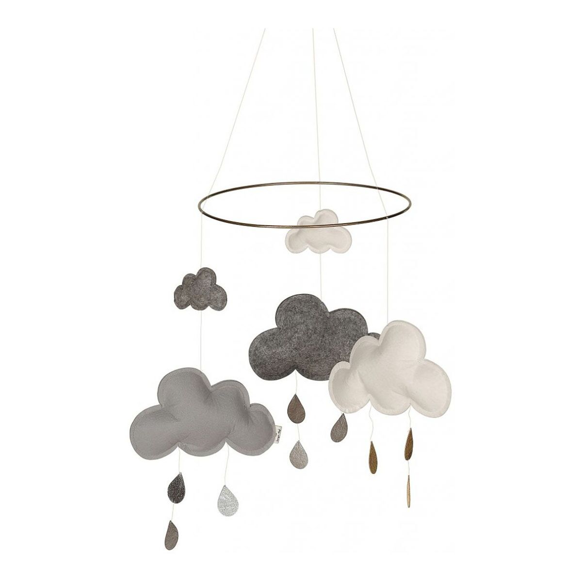 Konges Sløjd Wolken-Mobile „grau / weiß“, Filz, ø25cm