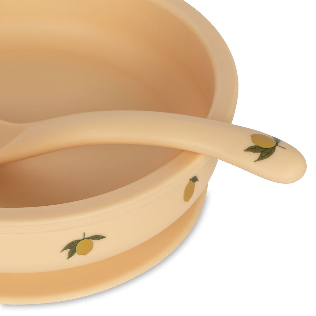 DELISTED Konges Sløjd Silikon-Schüssel-Set „Lemon“, Saugnapf – Bild 2