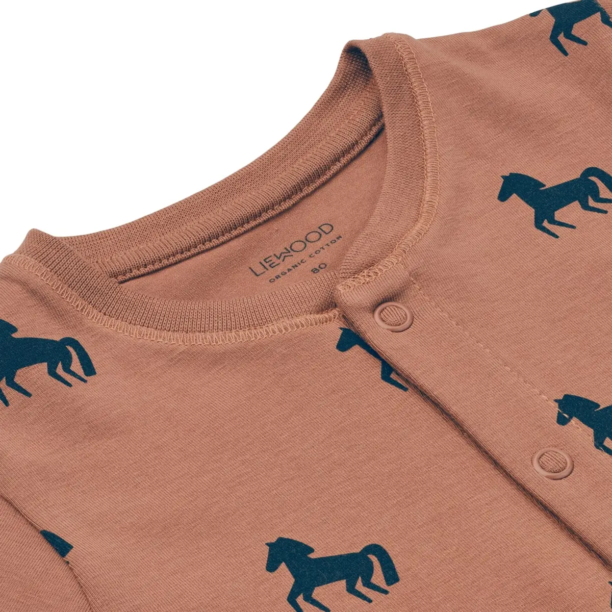 Liewood Pyjama-Jumpsuit Birk „Horses / Dark rosetta“, Gr. 56-86 – Bild 3