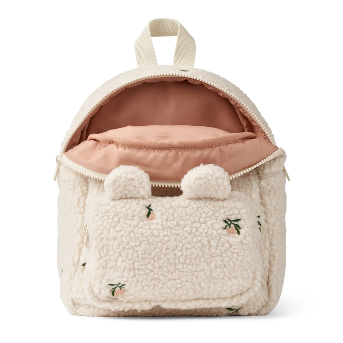 Liewood Allan Fleece-Rucksack „Peach / Sandy Embroidery“, mittel