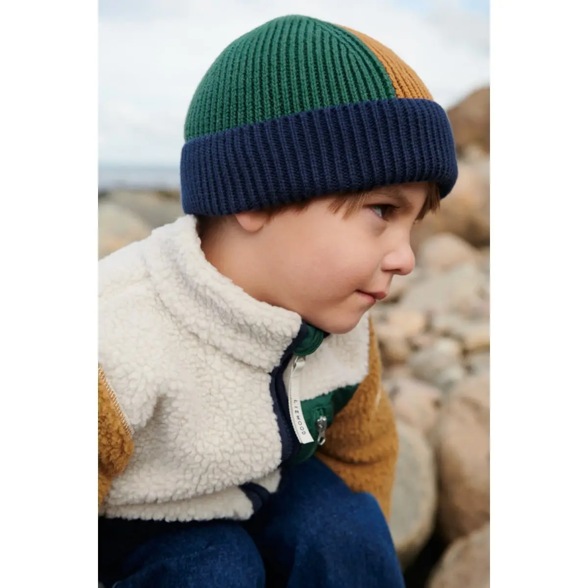 Liewood Nolan Sherpa Jacke für Kinder „Classic navy multi mix“