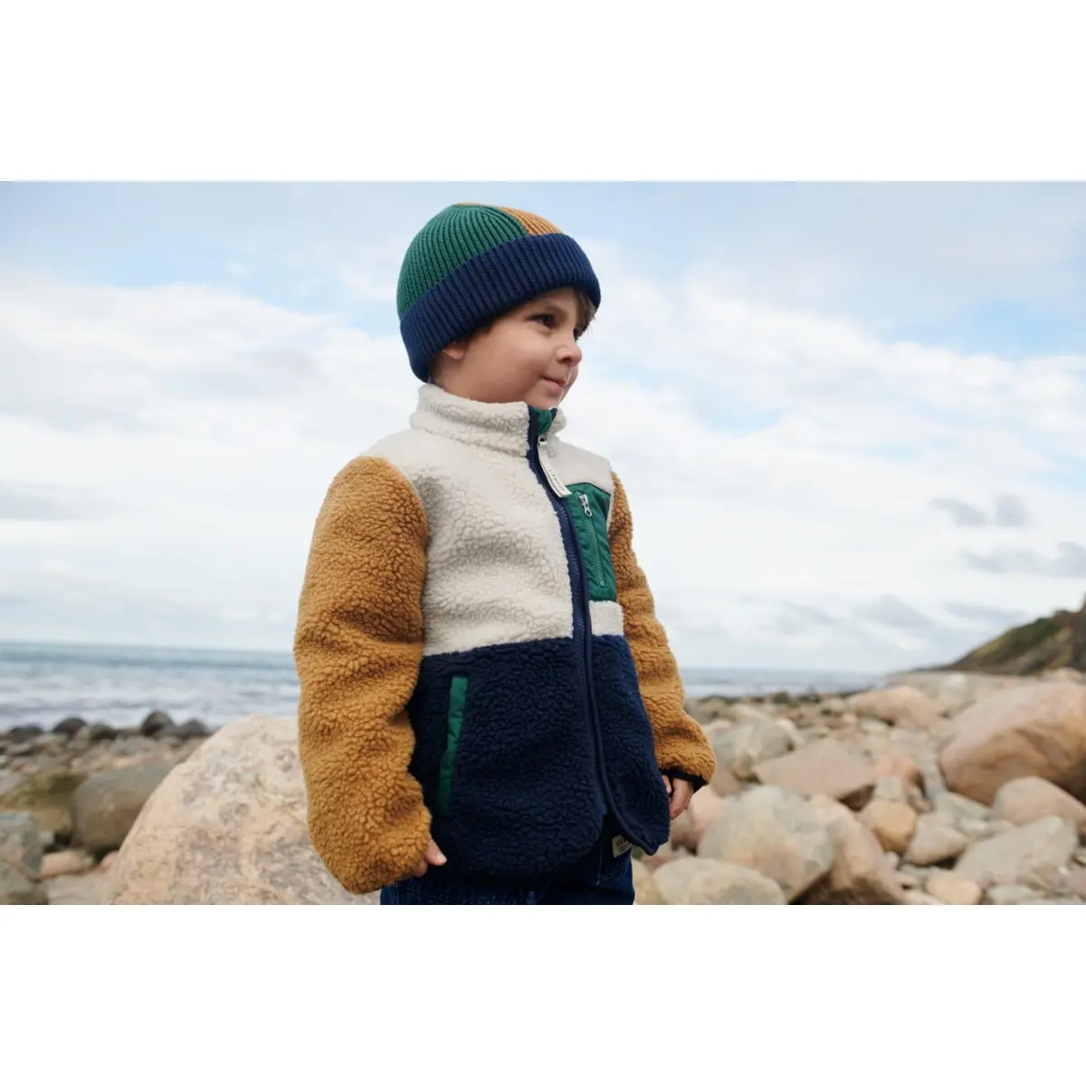 Liewood Nolan Sherpa Jacke für Kinder „Classic navy multi mix“