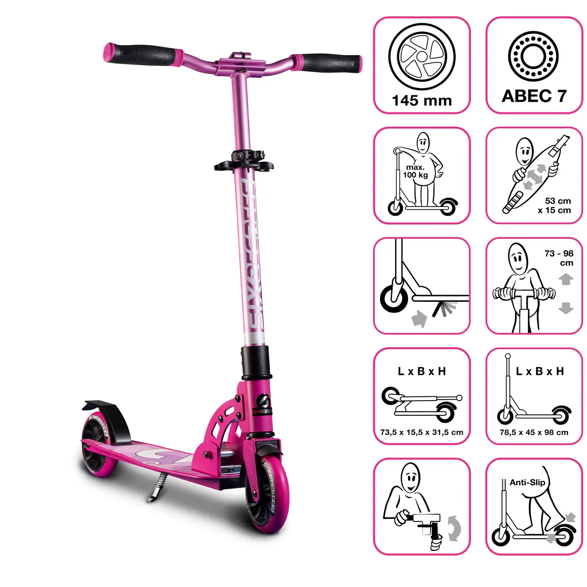 Six Degrees Aluminium Scooter Junior 145 mm – Pink