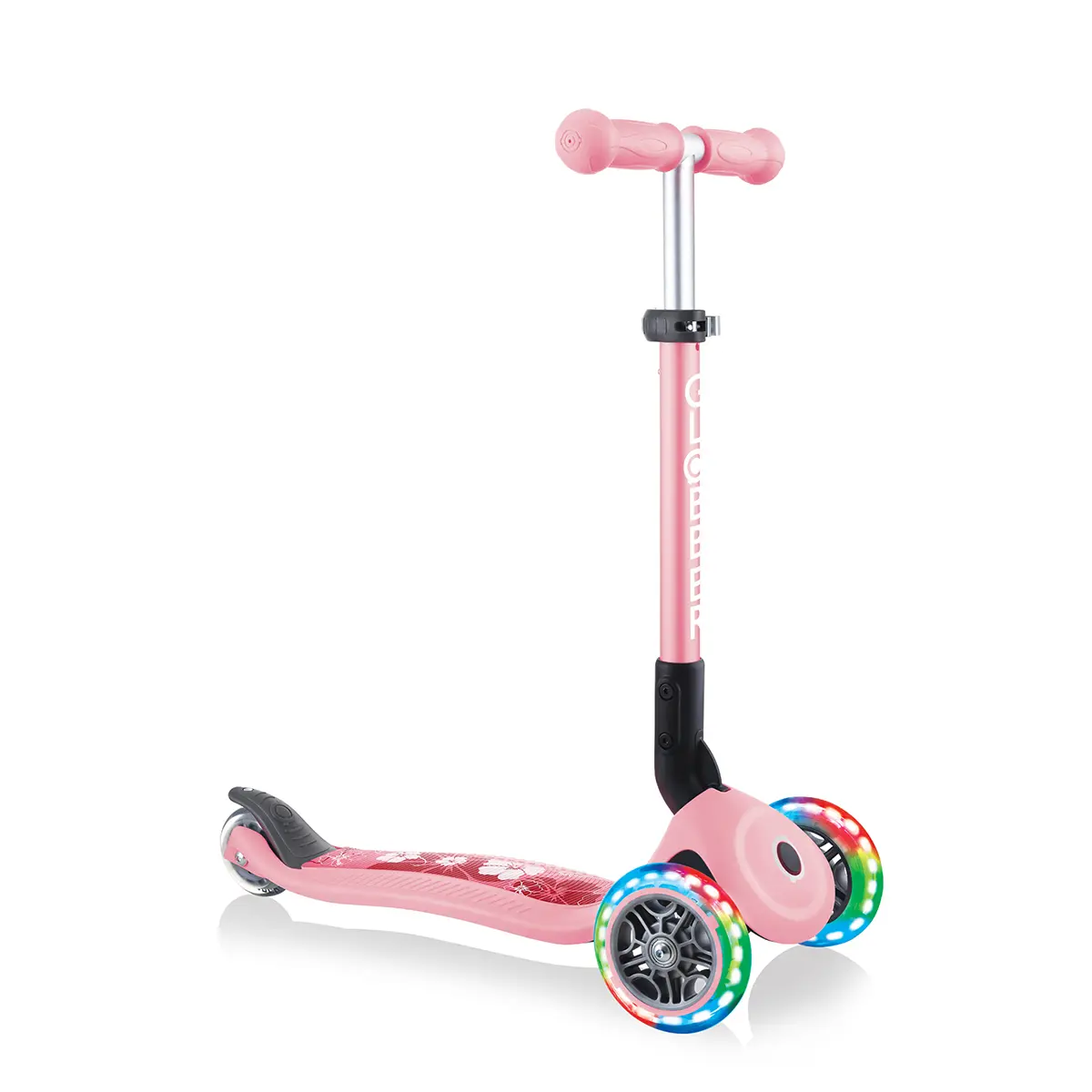 Globber Roller Junior Foldable Fantasy Lights mit Leuchtrollen – Pastellrosa, 2-6 Jahre