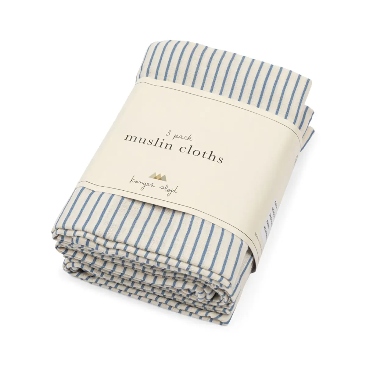 Konges Sløjd Musselin Tuch-Set „Stripe Blue“, 65cm, 3er-Set