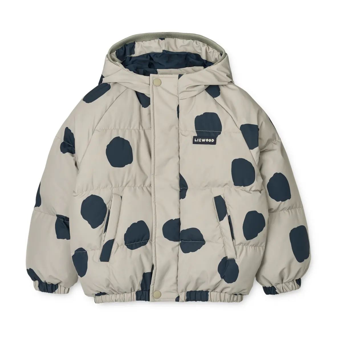 Liewood Daunenjacke Adelina „Spot dots / Nebelgrau“ mit Kapuze