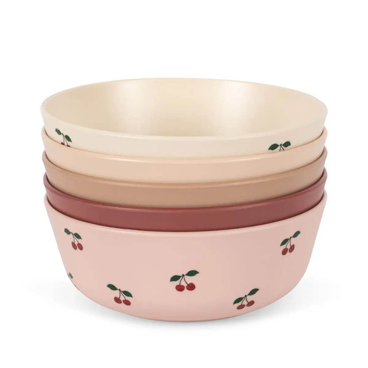 Konges Sløjd Kinder-Schüssel-Set „Cherry Mix“ aus PET, 5er-Set, ø15cm
