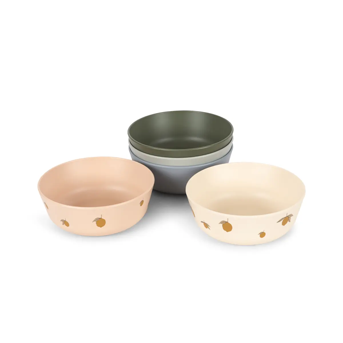 Konges Sløjd Kinder-Schüssel-Set „Lemon Mix“ aus PET, 5er-Set, ø15cm