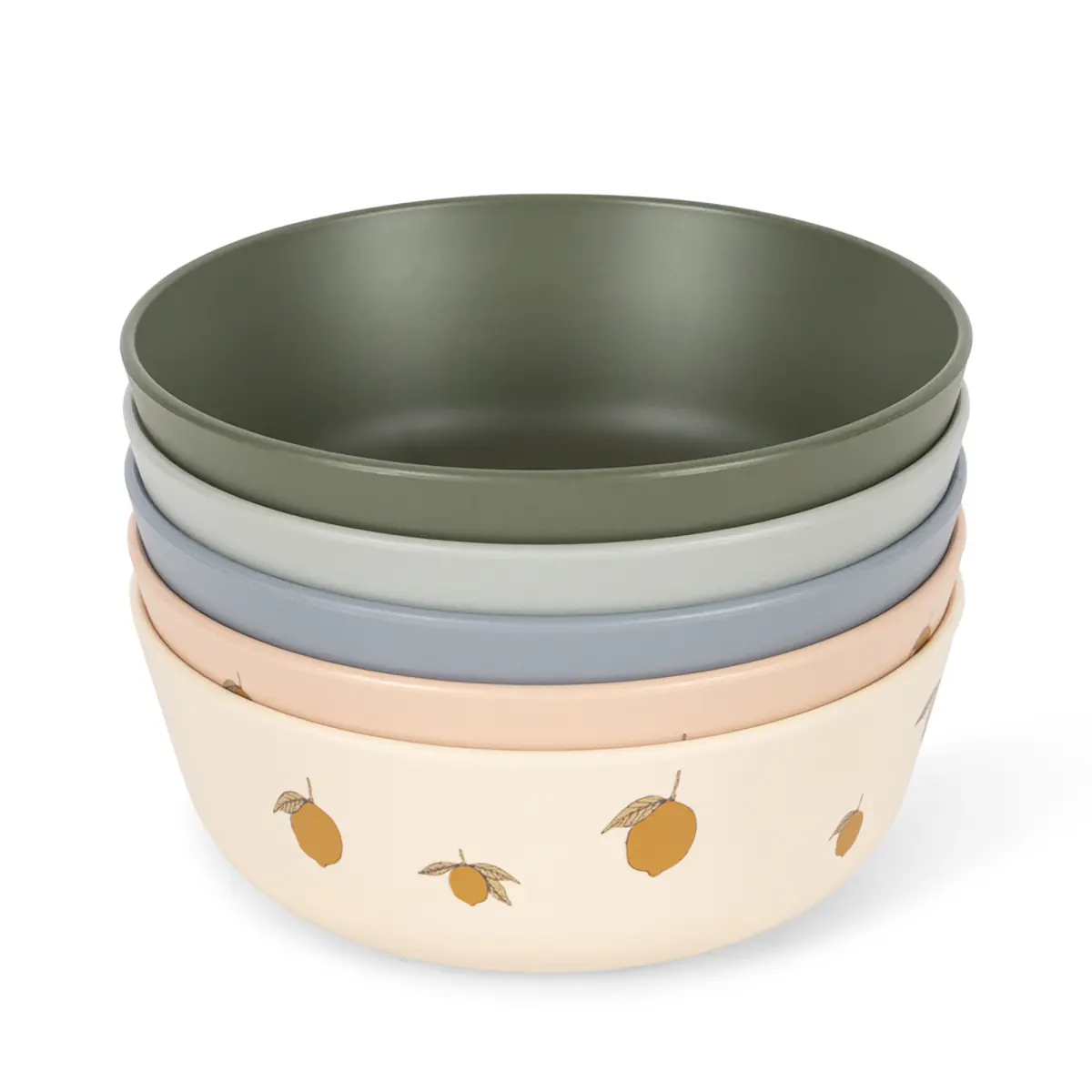 Konges Sløjd Kinder-Schüssel-Set „Lemon Mix“ aus PET, 5er-Set, ø15cm
