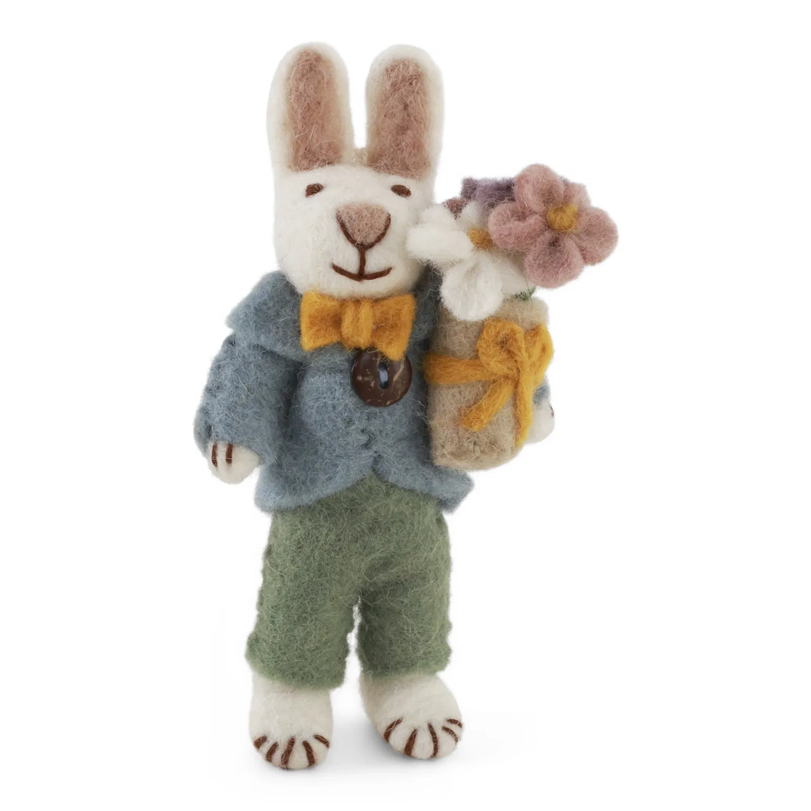 Gry & Sif Hasenfamilie „weißer Hase mit Blumenstrauß“ H12cm