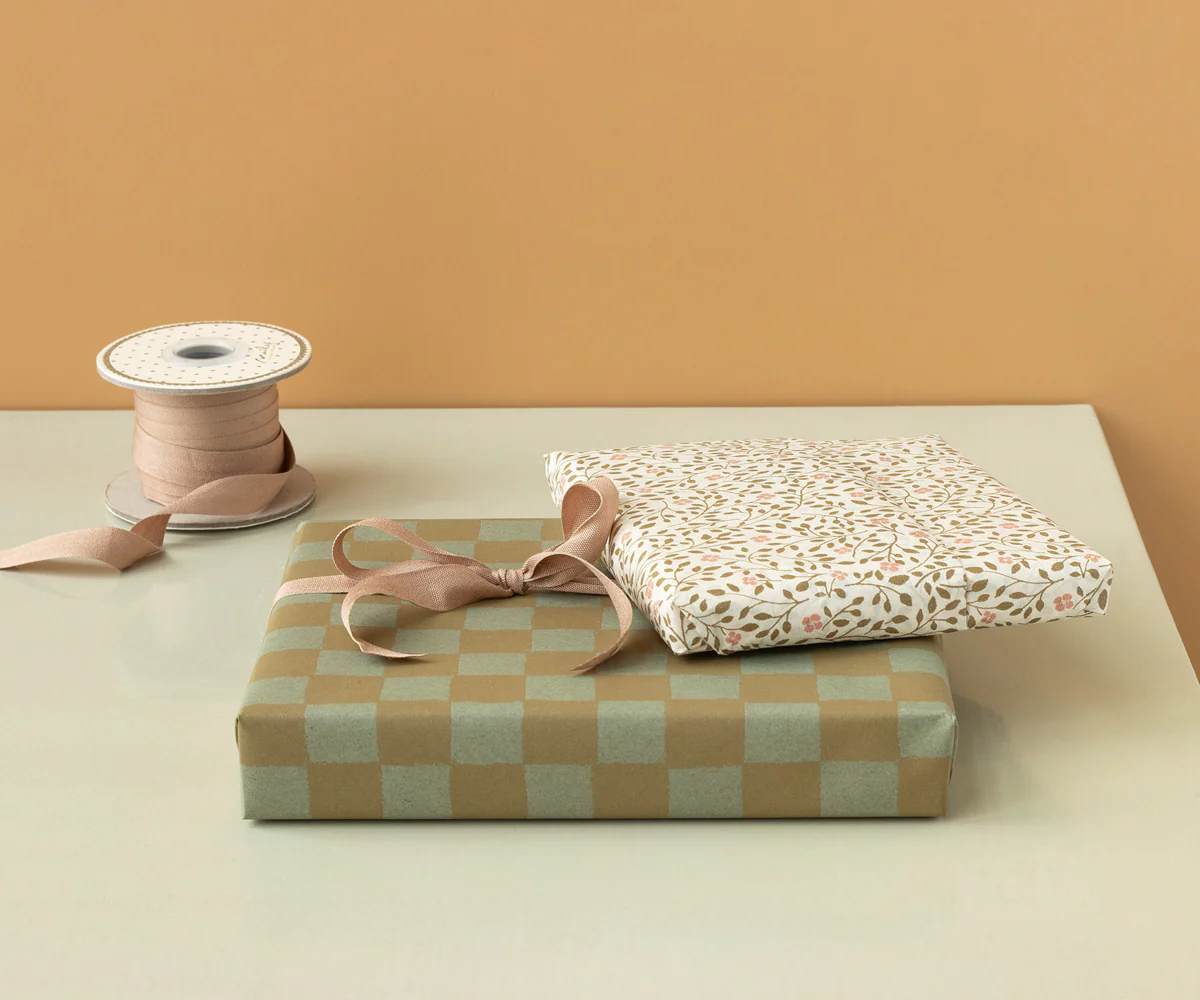 Maileg Geschenkpapier „Kariert Mint / Ocker“