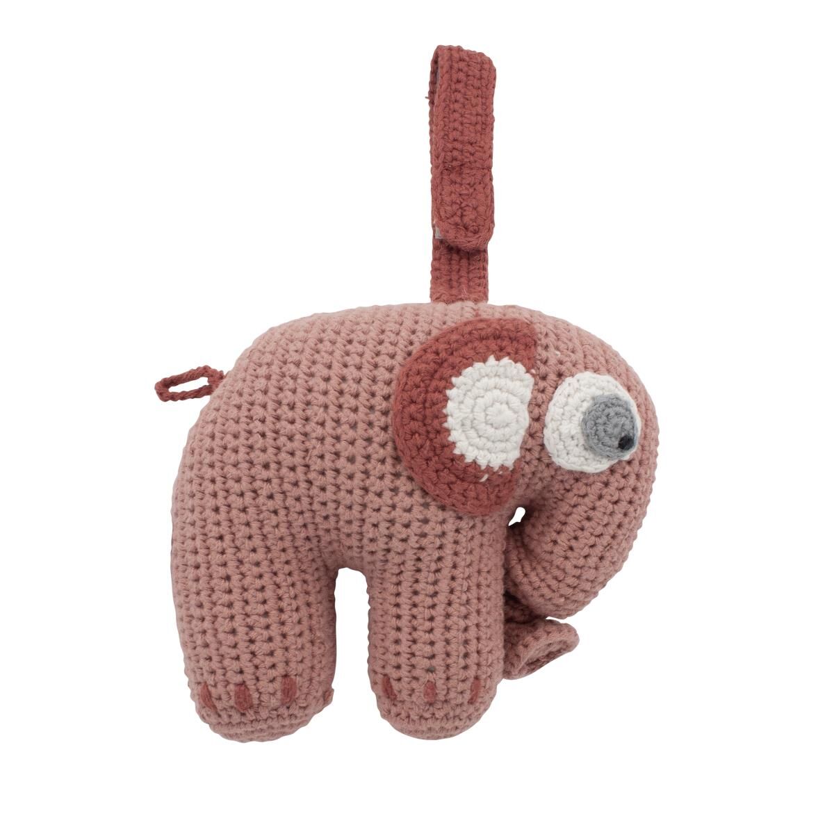 Sebra Häkel-Spieluhr, Fanto der Elefant, blossom pink