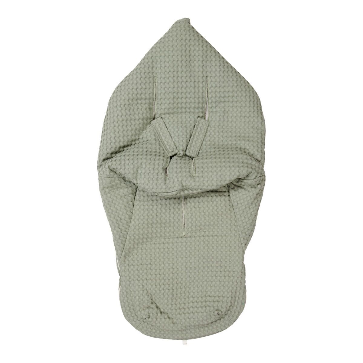 koeka Buggy Fußsack Oslo „shadow green : misty grey“ für 3- und 5-Punktgurt Rückseite
