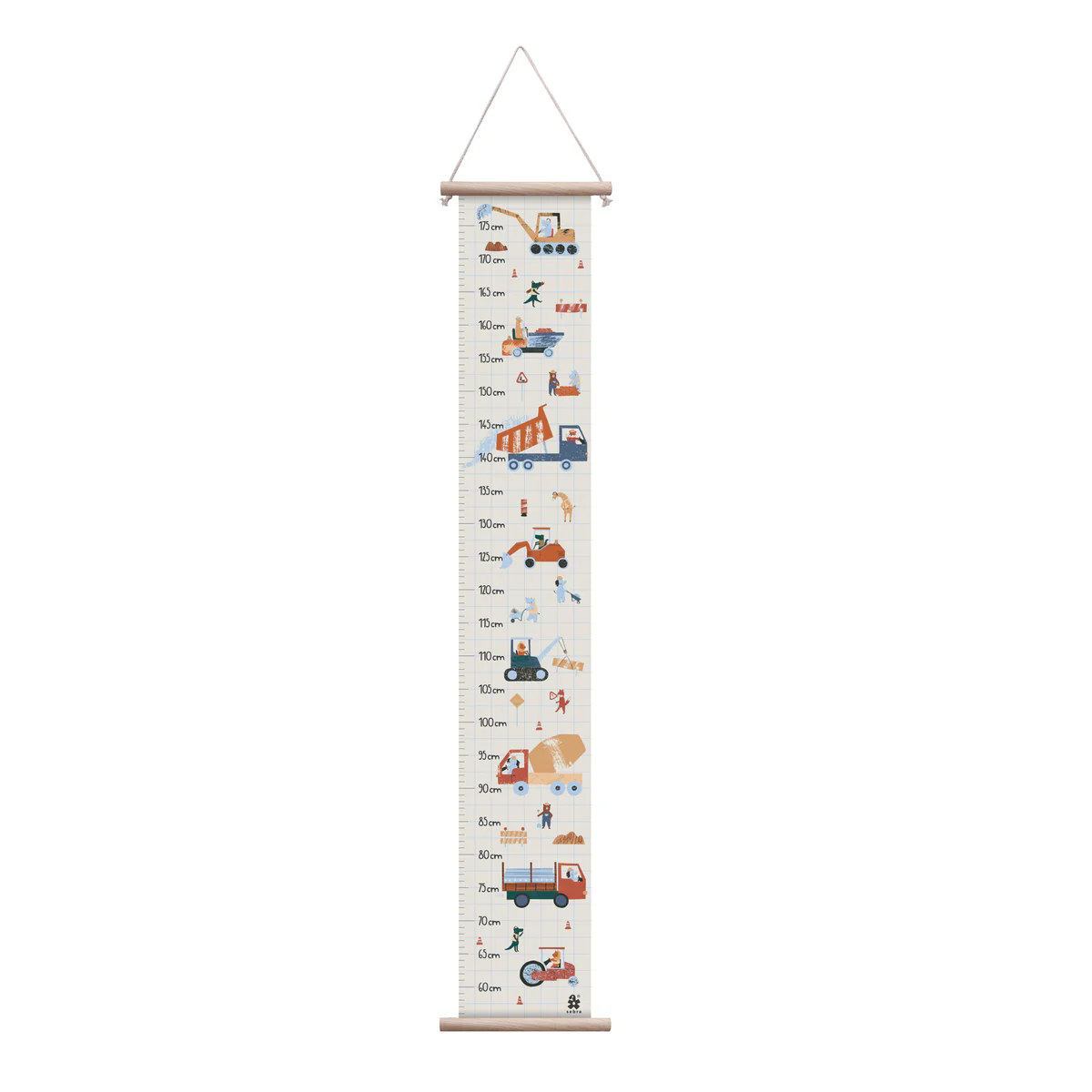 Sebra Kinder Messlatte „Busy Builders“, FSC Mix, 125x20cm