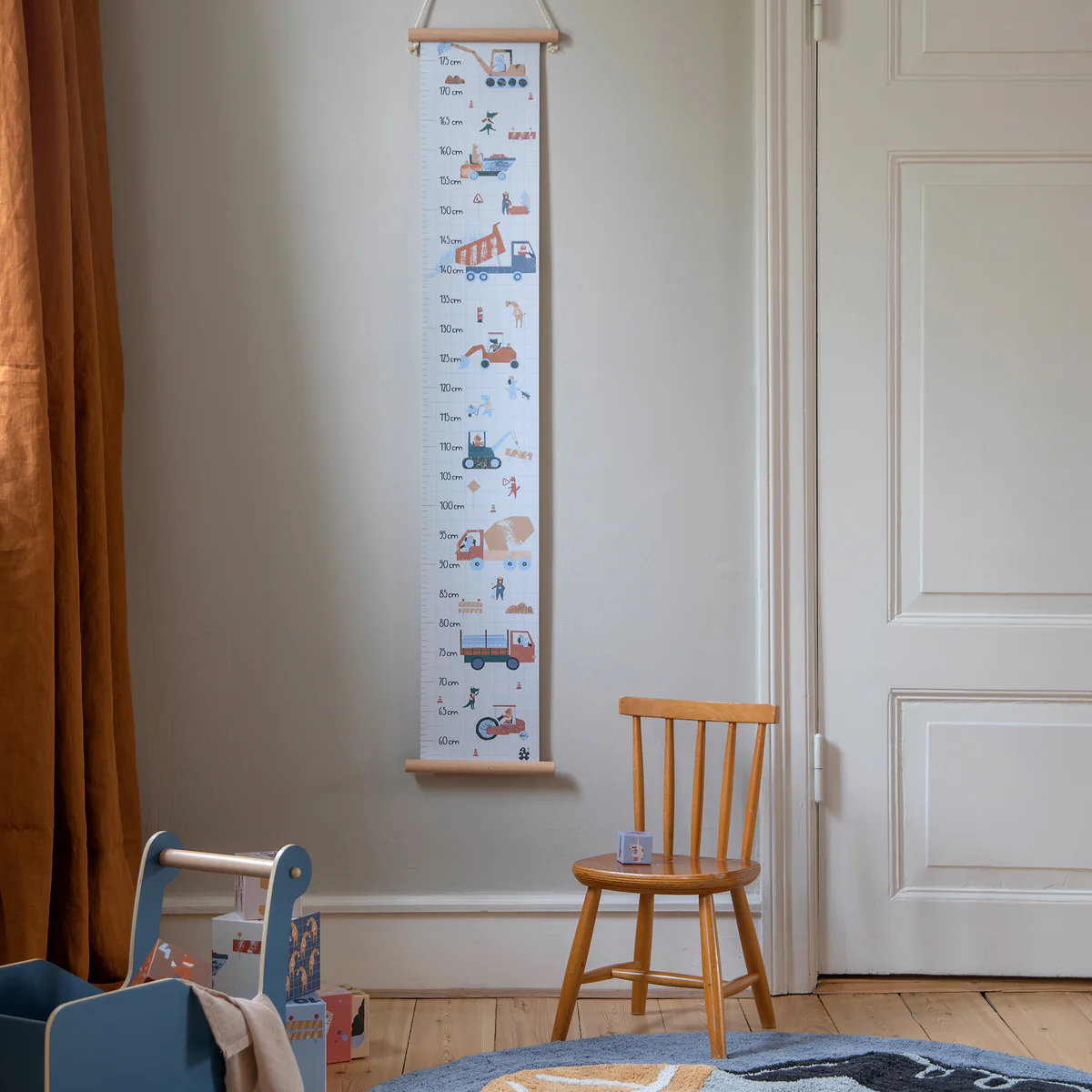 Sebra Kinder Messlatte „Busy Builders“, FSC Mix, 125x20cm