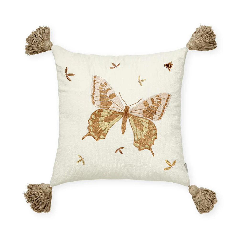Cam Cam Kinder-Kissen „Schmetterling“, bestickt, OCS, 35x35cm