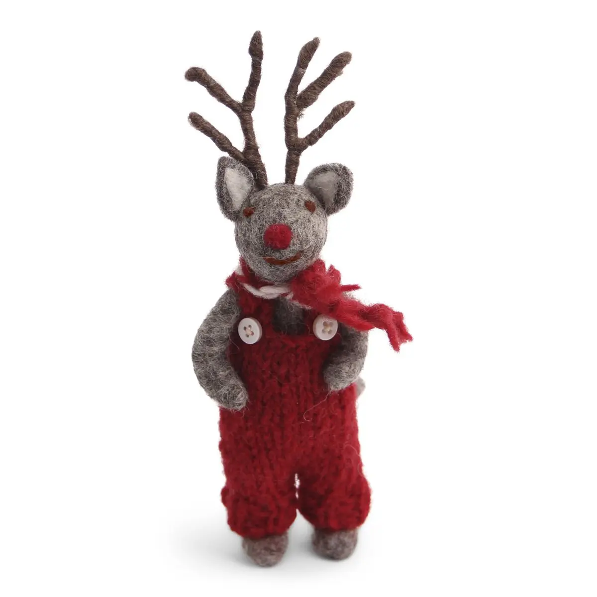 Gry & Sif Rentier „grau / Rudolf mit roter Nase“ 15cm