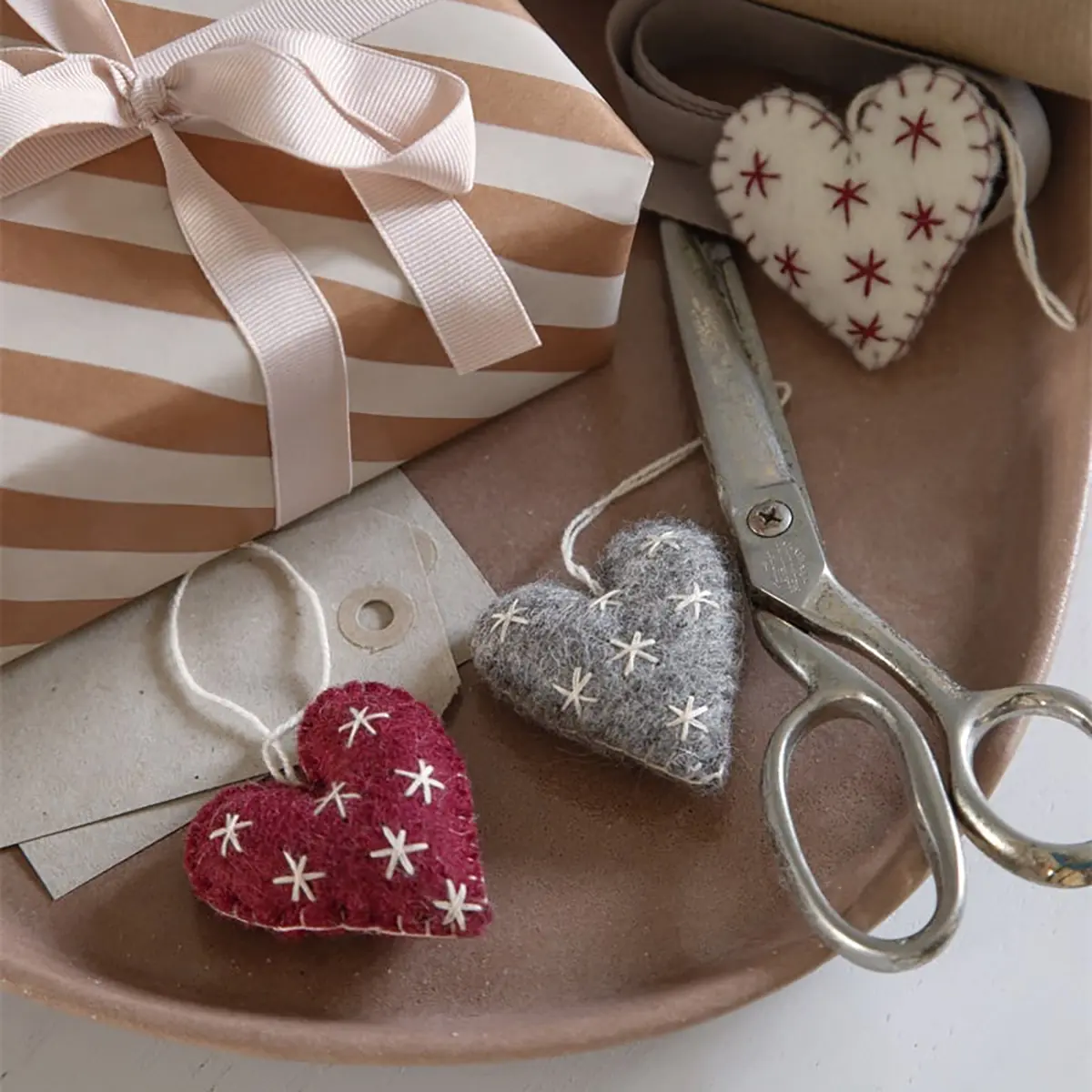 Gry & Sif Weihnachtsbaumschmuck „Herz mit Sternen“ 3er-Set