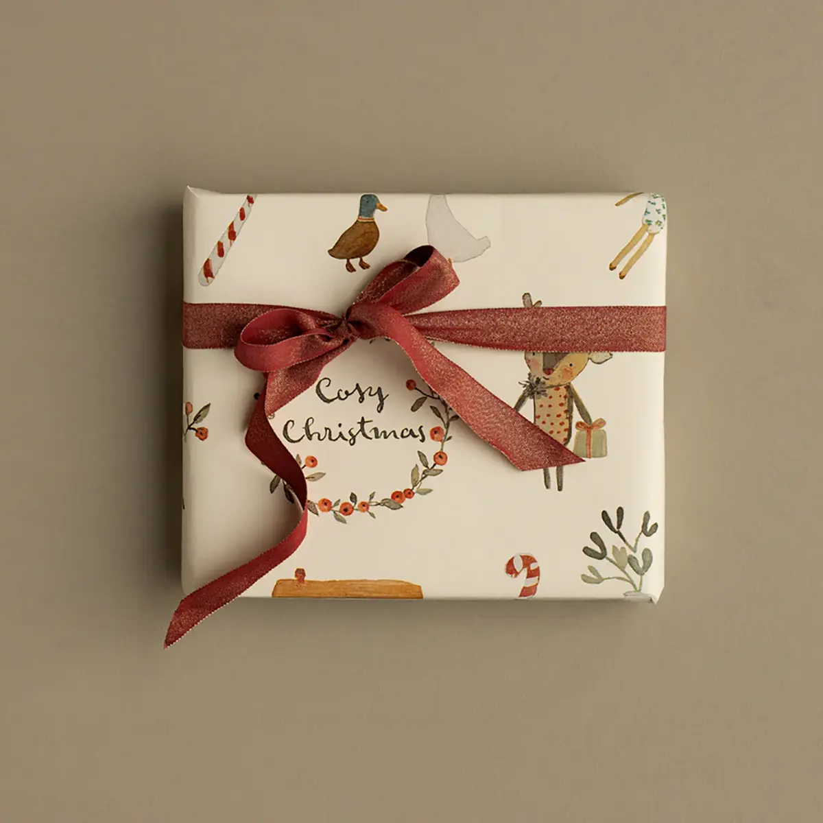 Maileg Geschenkband „Rot : Gold“ 10m x 1,8cm 02
