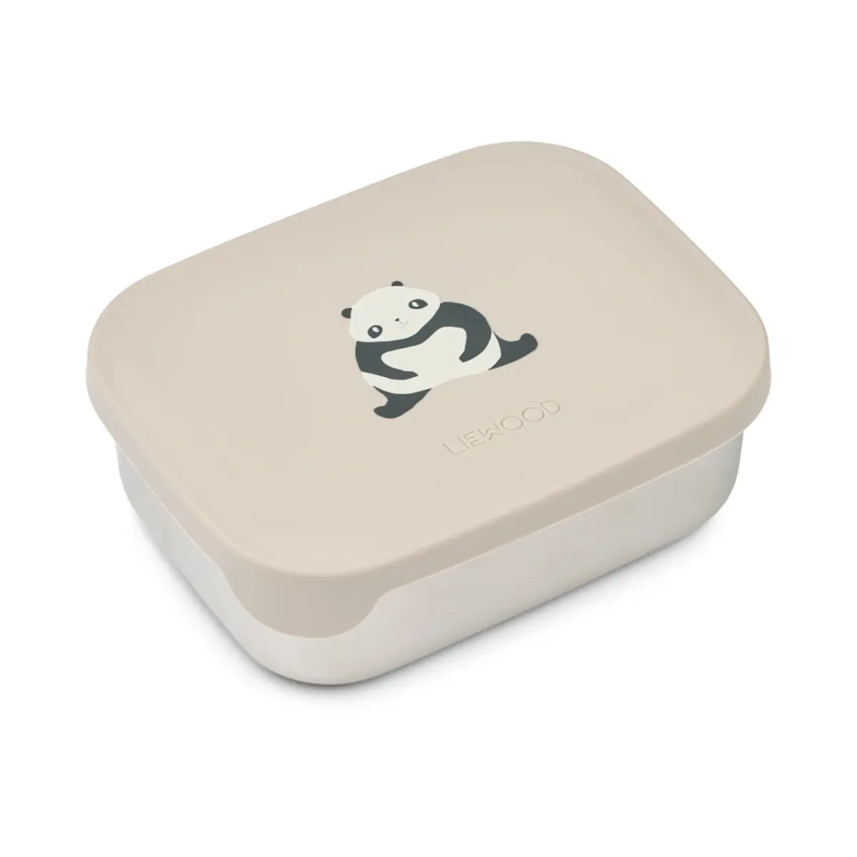 Liewood Arthur Lunchbox „Panda / Sandy / dark grey“, Edelstahl mit Silikon-Deckel