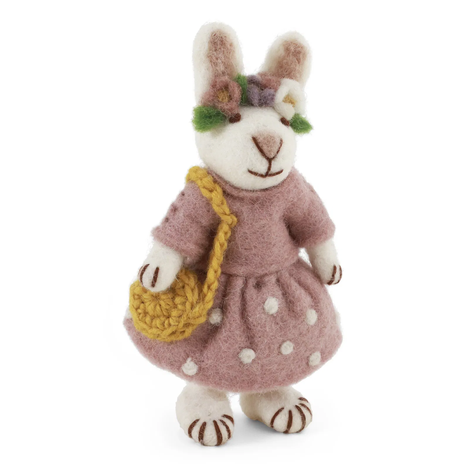 Gry & Sif Hasenfamilie „weißer Hase mit Haarband und Tasche“ H12cm