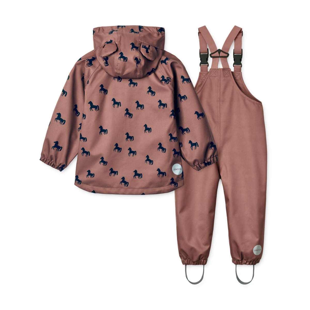 Liewood Dakota Regenbekleidungs-Set „Horses / Dark rosetta“, Jacke und Hose, Gr. 80, 92 – Bild 2