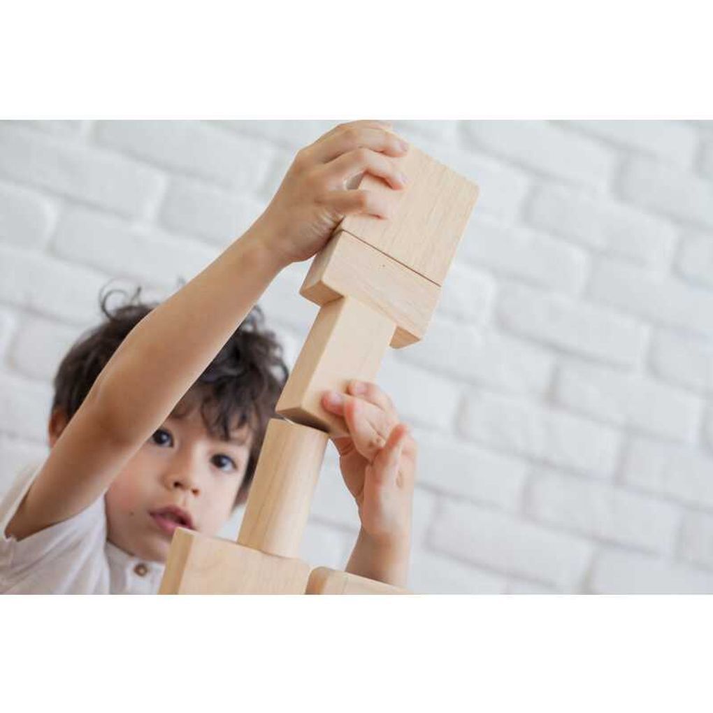 PlanToys Bauklötze-Set „natur“, 50-teilig aus Holz – Bild 4