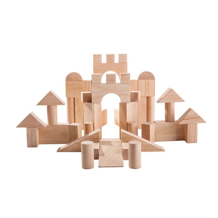 PlanToys Bauklötze-Set „natur“, 50-teilig aus Holz