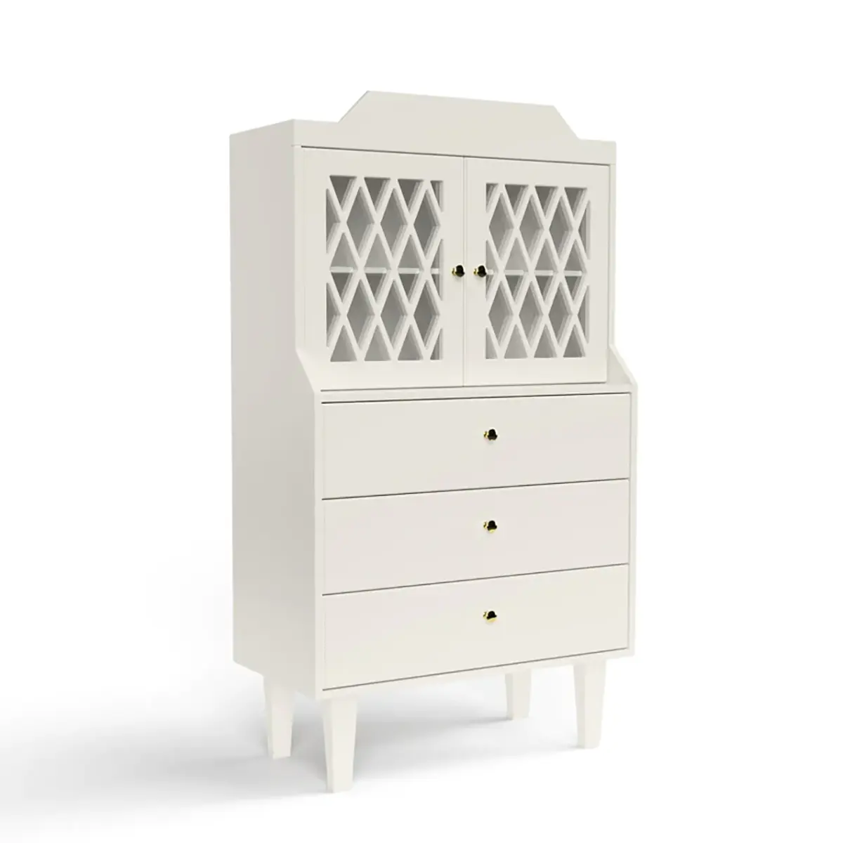 Cam Cam französischer Vitrinenschrank Harlekin „Light Sand“, FSC-Mix, 135x77x38cm
