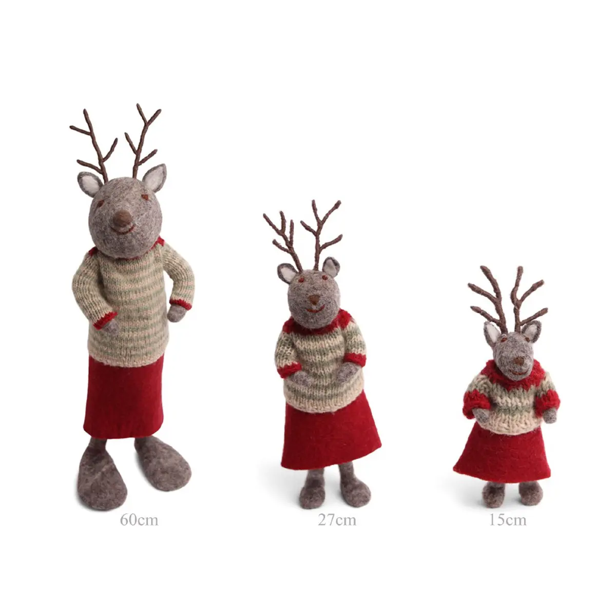Gry & Sif Rentier „grau / Rock und Pullover“ 15cm