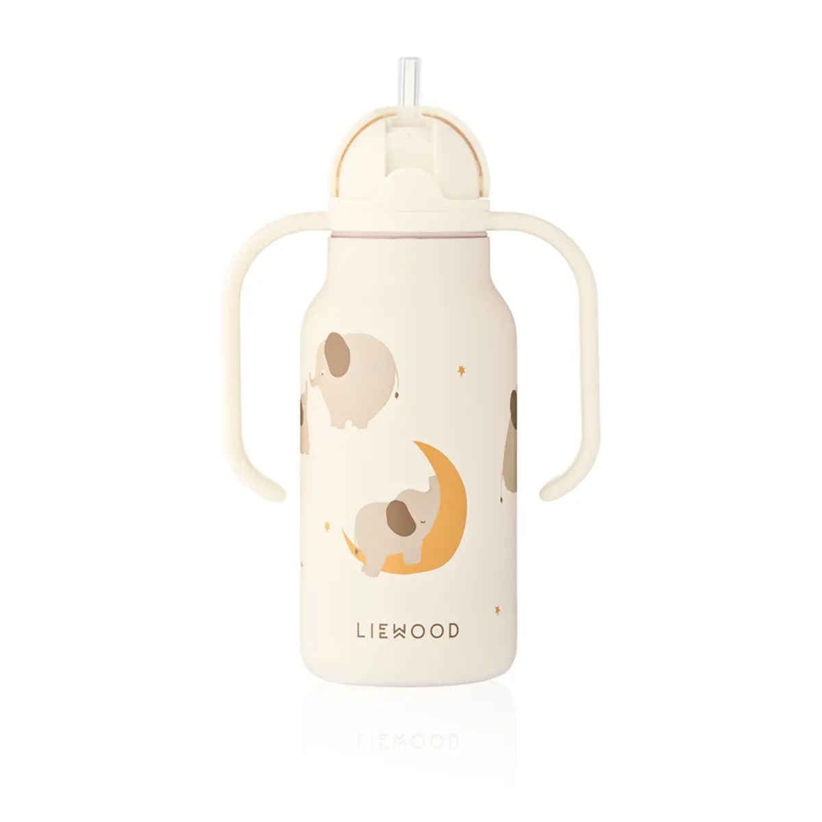 Liewood Edelstahl Trinkflasche Kimmie „Elephant / Creme de la creme“ mit Griffen