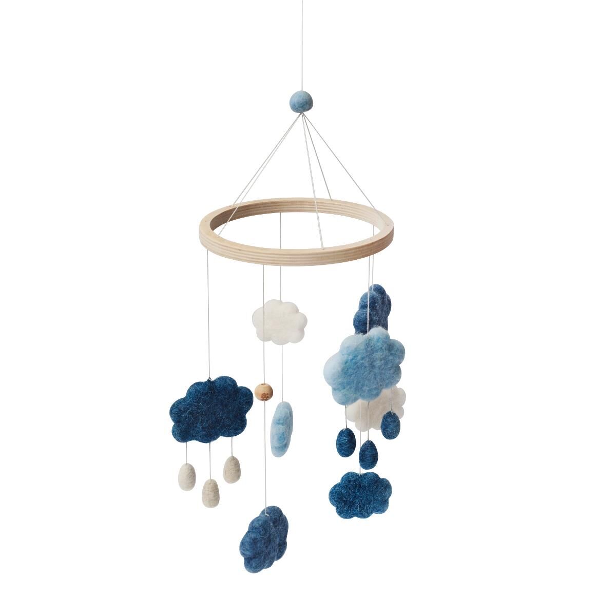 DELISTED Sebra Filz-Babymobile Wolken „Denim Blue“