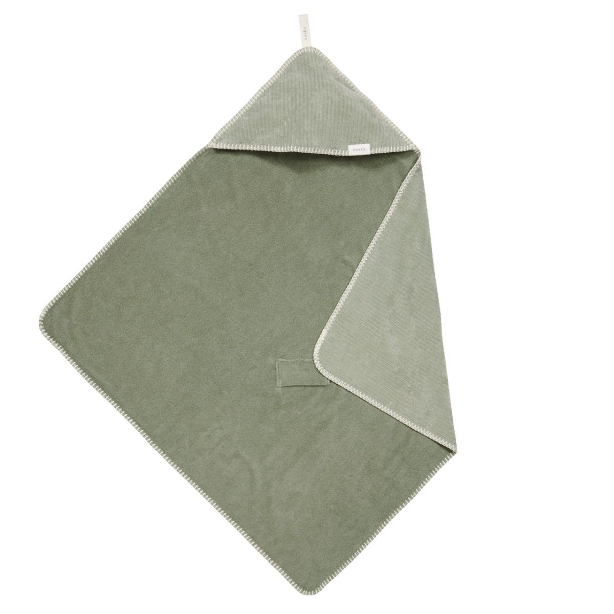 koeka Kapuzenhandtuch : Wickeltuch Vik, Stretch Frottee, shadow green, 100x100cm 01