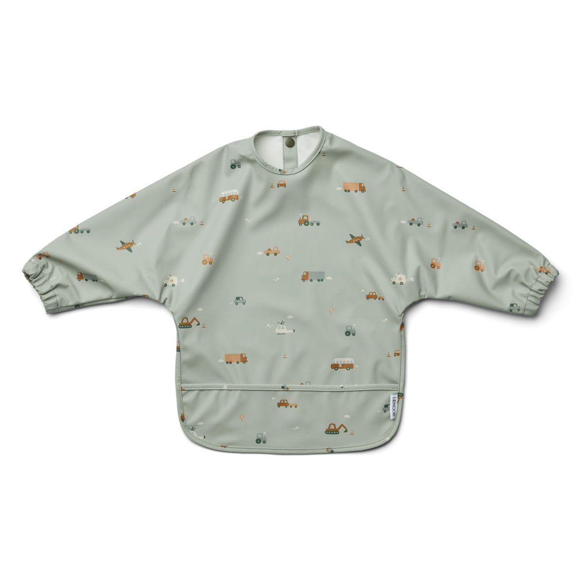 Liewood Merle Lätzchen mit Ärmeln „Vehicles / dove blue mix“