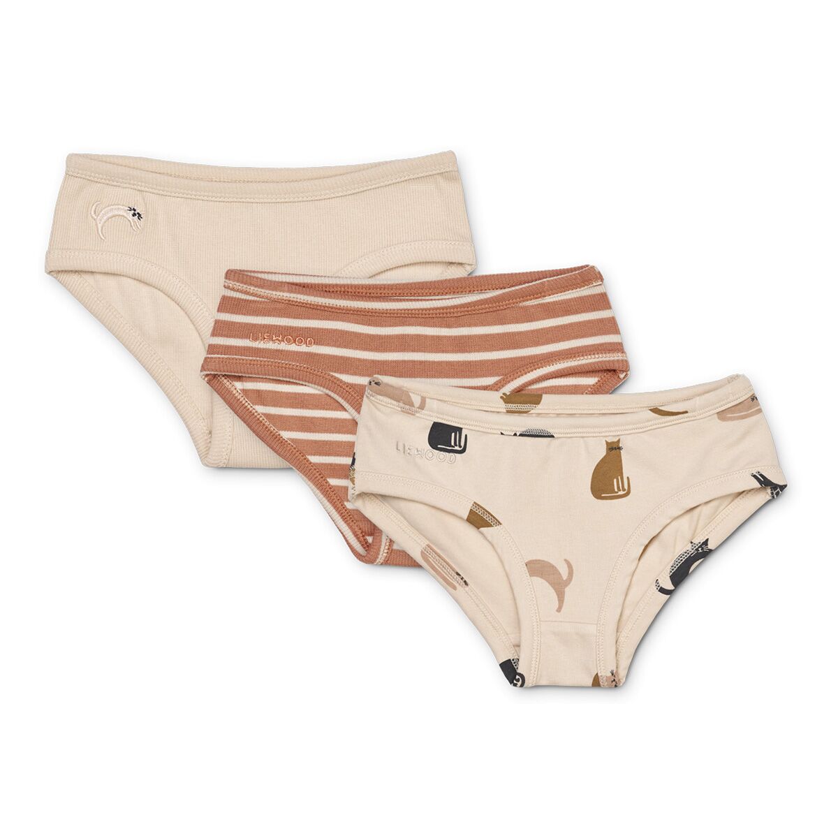 Liewood Kinder-Unterhosen Nanette „Miauw / Apple blossom mix“, 3er-Set, 2-11 Jahre