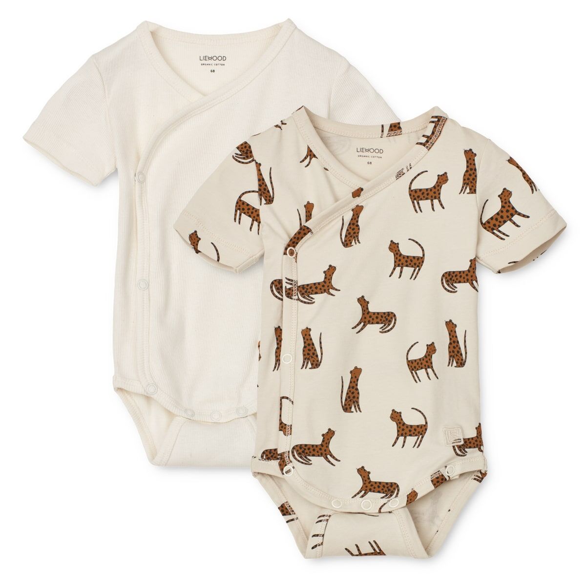 Liewood Baby-Body Hali „Leopard sandy / Creme de la creme“, 2er-Set, Gr. 56-80