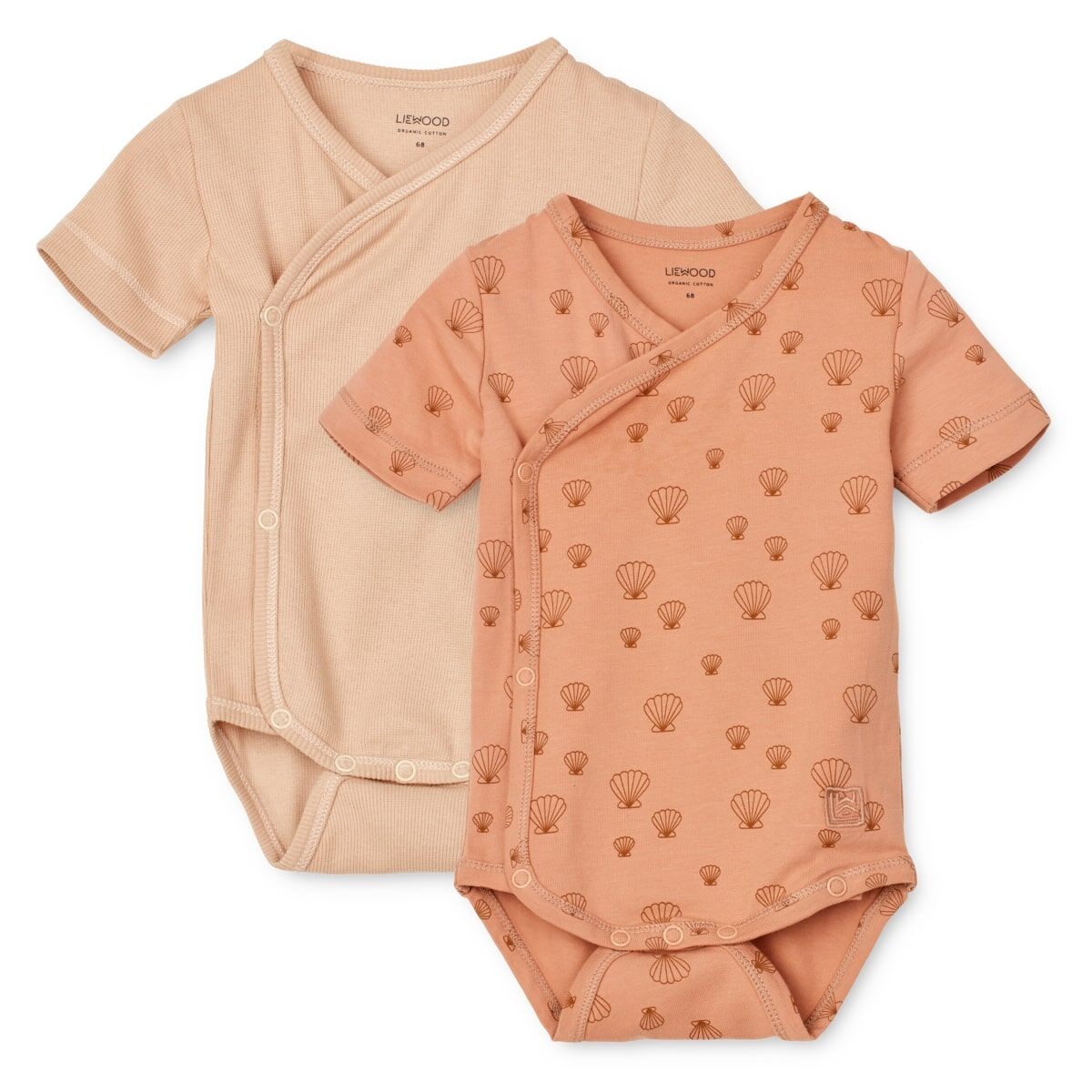Liewood Baby-Body Hali „Sea shell Pale tuscany / Apple blossom“, 2er-Set, Gr. 56-80