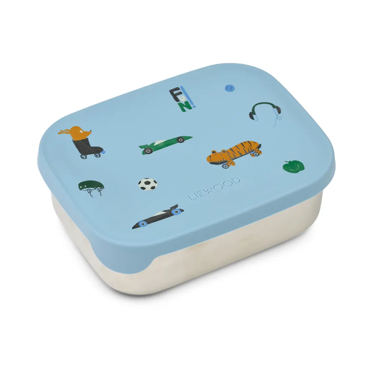 Liewood Arthur Lunchbox „Fun / Beach blue“, Edelstahl mit Silikon-Deckel